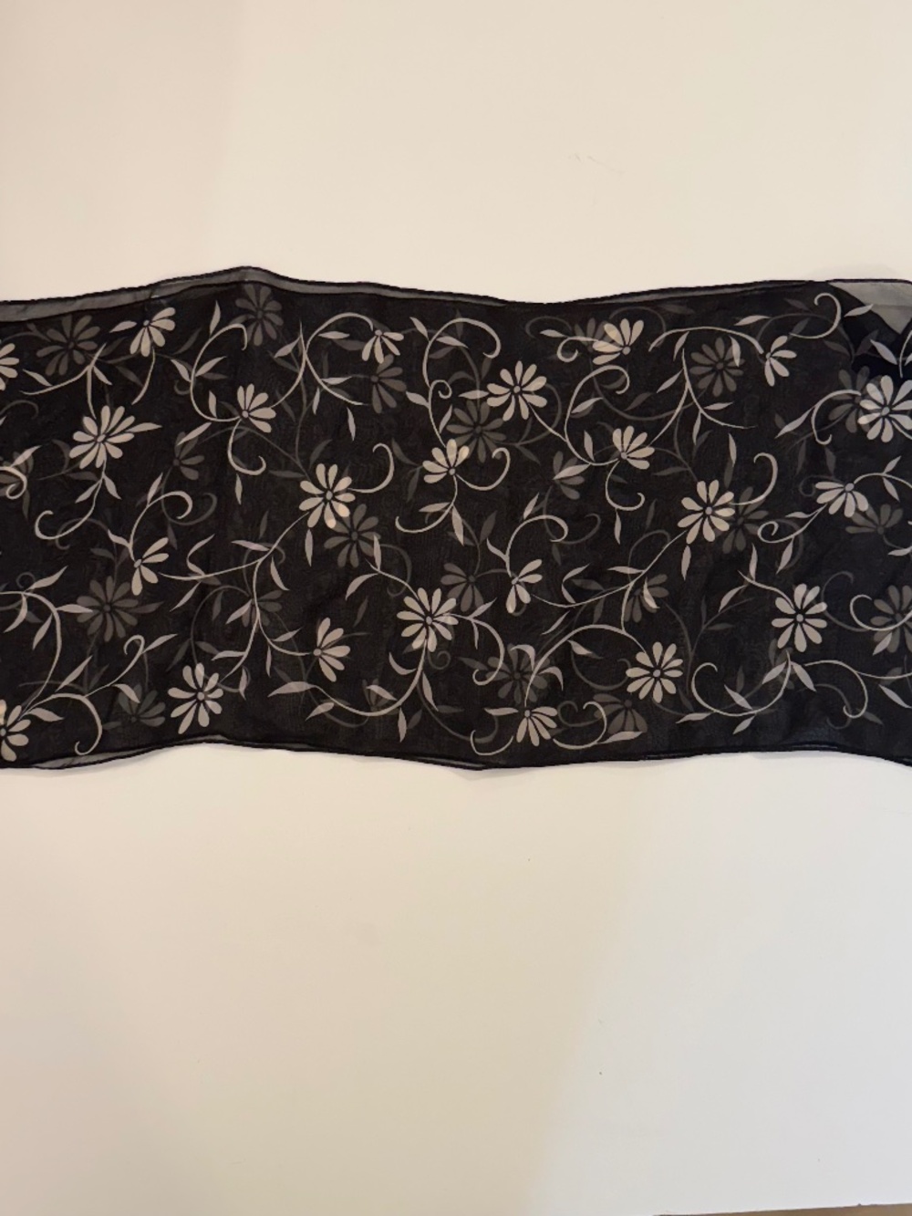 ECHO Oblong black/cream scarf, silk